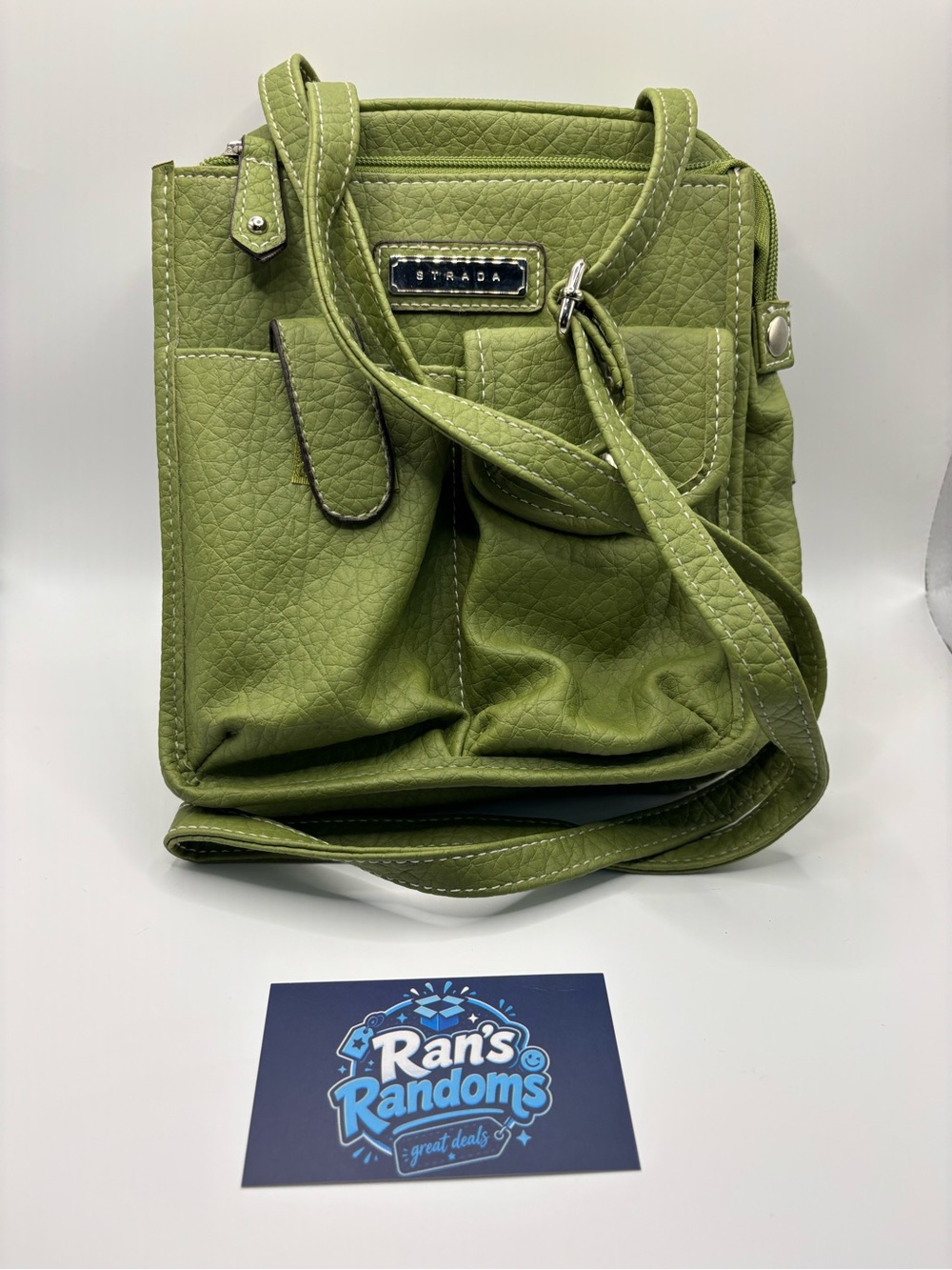 Strada Olive Quilted Crossbody Bag with Front Pocket
